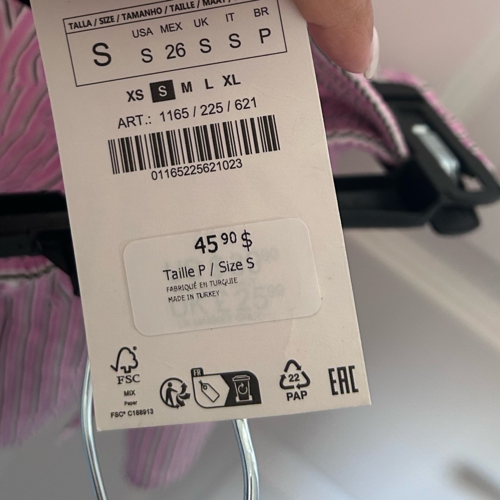 4/$20 Zara NWT Pink Striped poplin Women's Shorts with Drawstrings- size S - Picture 7 of 8